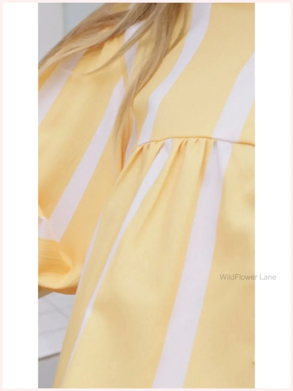 Womens Puff Sleeve Striped Blouse Babydoll V Neck Summer Top